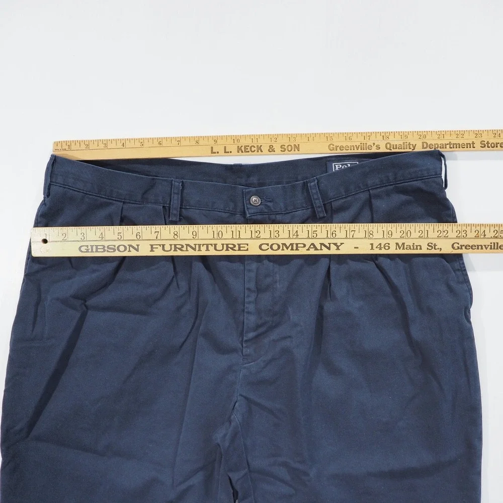 Polo Ralph Lauren Shorts Mens 42T Navy Blue Pleated Chino Cotton Casual Golf